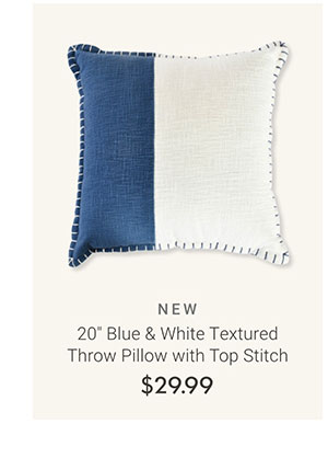 20" Blue & White Textured Throw Pillow with Top Stitch >