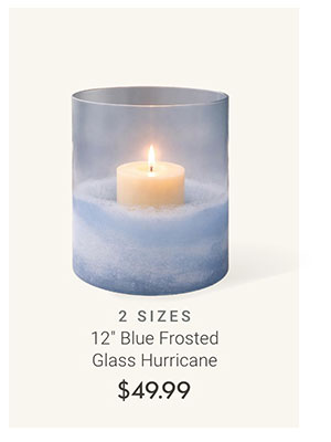 12" Blue Frosted Glass Hurricane