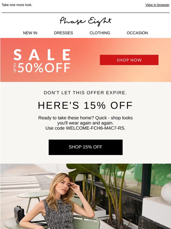 Still active: 15% off your must-have pieces