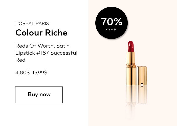 L'Oréal Paris Colour Riche - Reds of Worth, Sating Lipstick #187 Successful Red