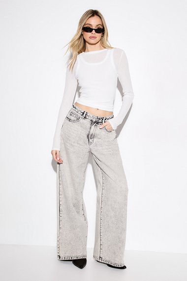 Premium Distressed Wash Seam Front Boyfriend Jeans