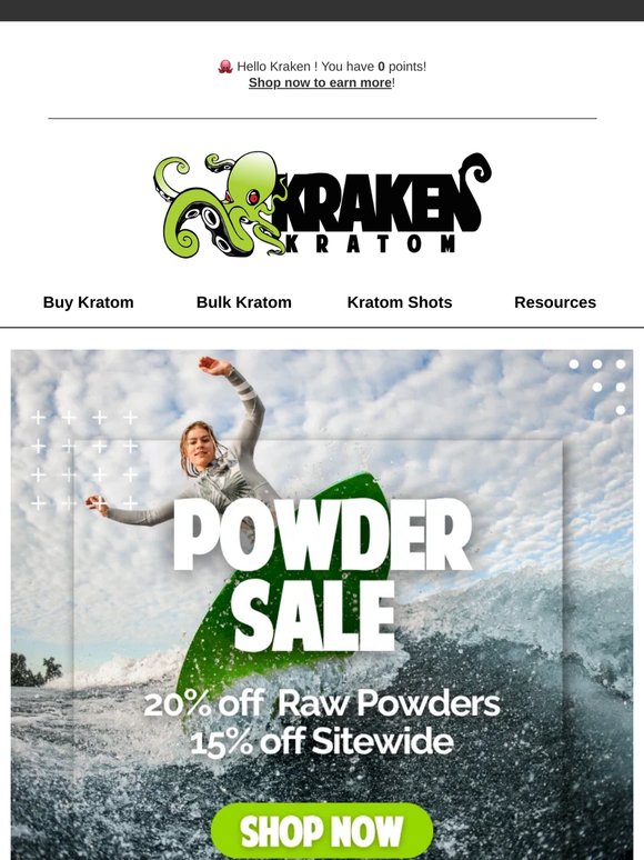 🐙 Dive into savings: 20% off powders!
