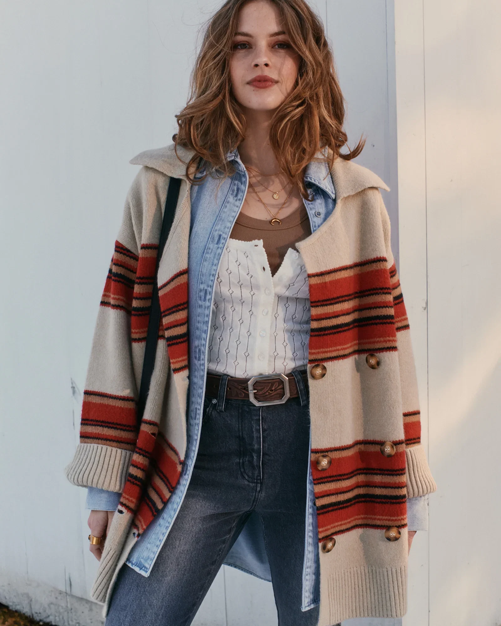 Image of So Many Likes Oversized Knitted Cardi Coat - Stripe