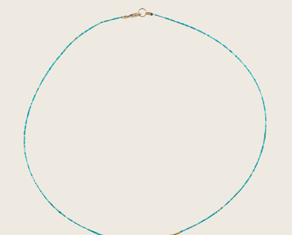 Ananda Khalsa 22k Gold Rosecut Turquoise + Pink Sapphire Necklace