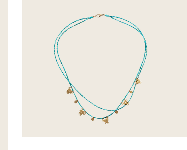 Ananda Khalsa 22k Gold Double Turquoise Rondelle Beaded Necklace