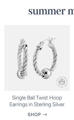Single Ball Twist Hoop Earrings in Sterling Silver
