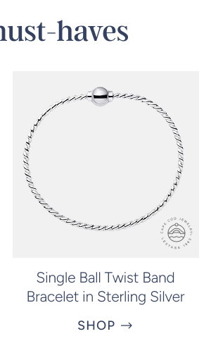 Single Ball Twist Band Bracelet in Sterling Silver