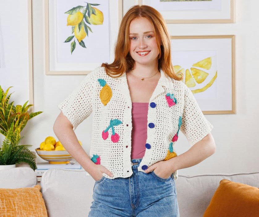 Free Crochet Fruit Bowl Camp Shirt Pattern