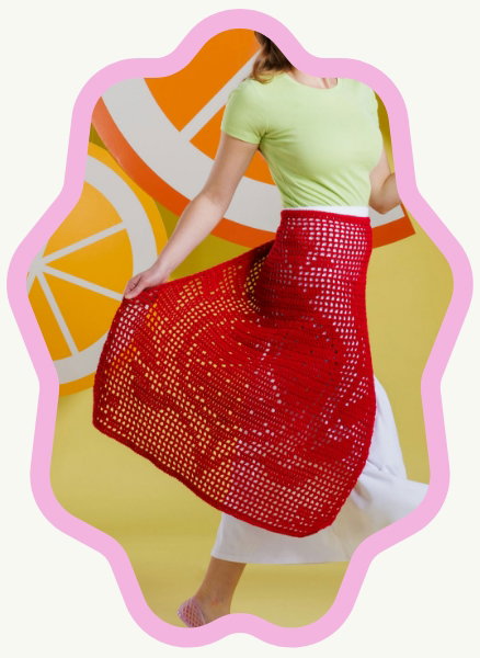 Free Filet Crochet Pomegranate Apron Pattern