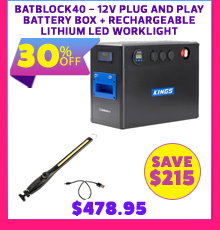 BatBlock40 - 12V Plug and Play Battery Box + Rechargeable Lithium LED Worklight