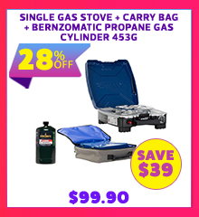 Single Gas Stove + Carry Bag + Bernzomatic Propane Gas Cylinder 453G