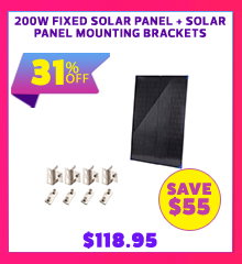 200W Fixed Solar Panel + Solar Panel Mounting Brackets