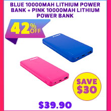 Blue 10000mAh Lithium Power Bank + Pink 10000mAh Lithium Power Bank