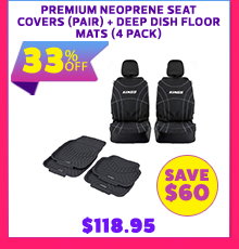 Premium Neoprene Seat Covers (Pair) + Deep Dish Floor Mats (4 Pack)