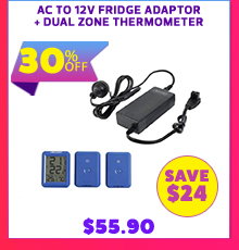 AC To 12V Fridge Adaptor + Dual Zone Thermometer