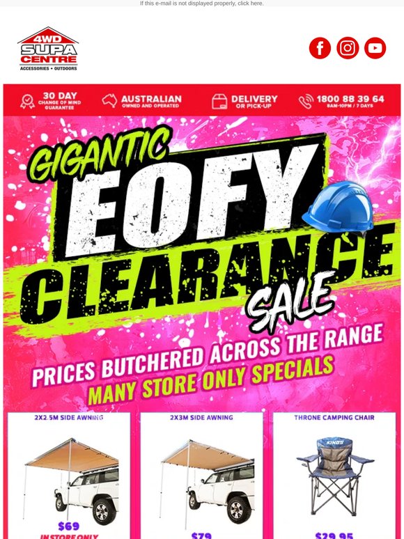 —, GIGANTIC EOFY Clearance Sale 🤑 Prices Butchered Across The Range 💲 Many Store Only Specials