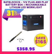 BatBlock25 - 12V Plug and Play Battery Box + Rechargeable Lithium LED Worklight