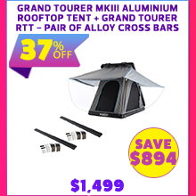Grand Tourer MKIII Aluminium Rooftop Tent + Grand Tourer RTT - Pair of Alloy Cross Bars