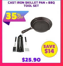 Cast Iron Skillet Pan + BBQ Tool Set