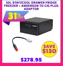 30L Stayzcool Drawer Fridge Freezer + Anderson to Cig plug adaptor