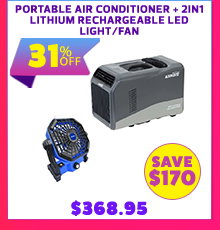 Portable Air Conditioner + 2in1 Lithium Rechargeable LED Light/Fan