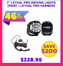 7 Lethal Pro Driving Lights (Pair) + Lethal pro harness