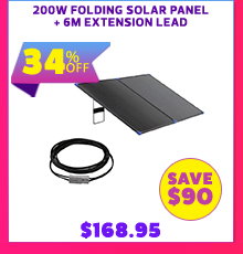 200W Folding Solar Panel + 6m Extension Lead