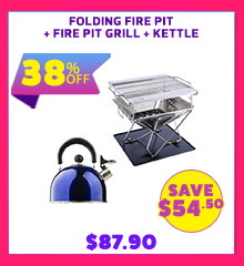 Folding Fire Pit + Fire Pit Grill + Kettle