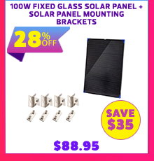 100W Fixed Glass Solar Panel + Solar Panel Mounting Brackets