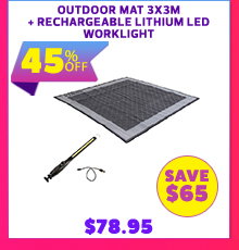 Outdoor Mat 3x3m + Rechargeable Lithium LED Worklight
