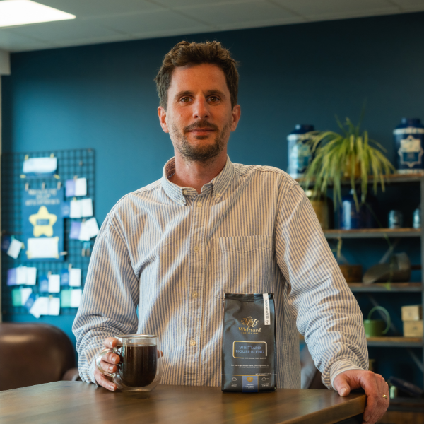 image of robbie with whittard house blend coffee 