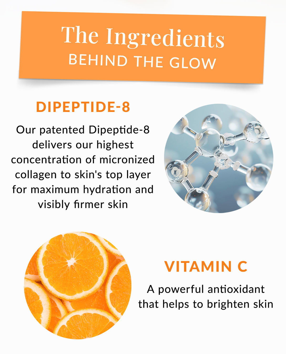 Glowing skin starts with Dipeptide-8 and vitamin C