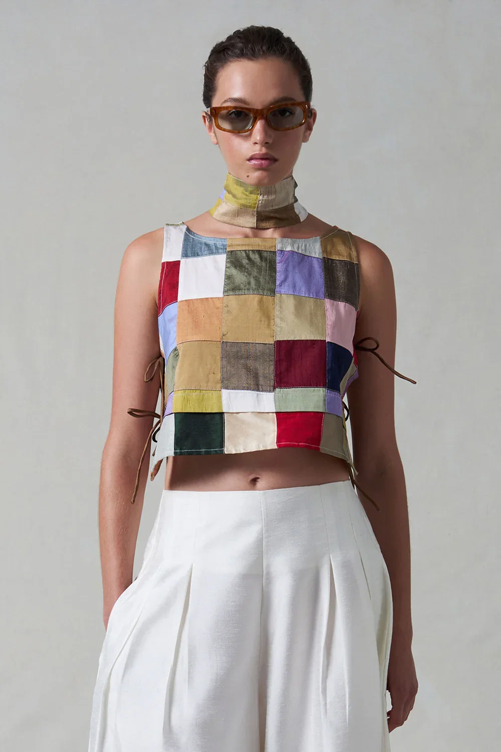Image of Gigi Silk Tank Top Patchwork