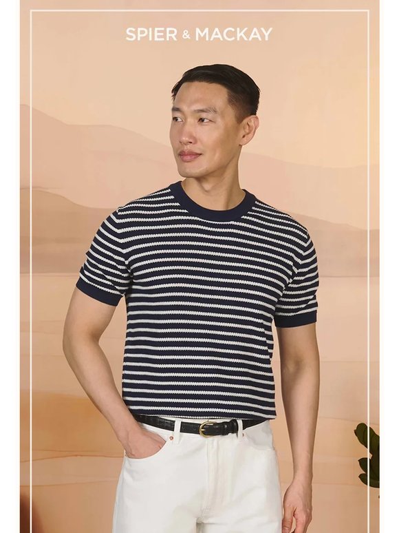 The Textured Stripe Crewneck