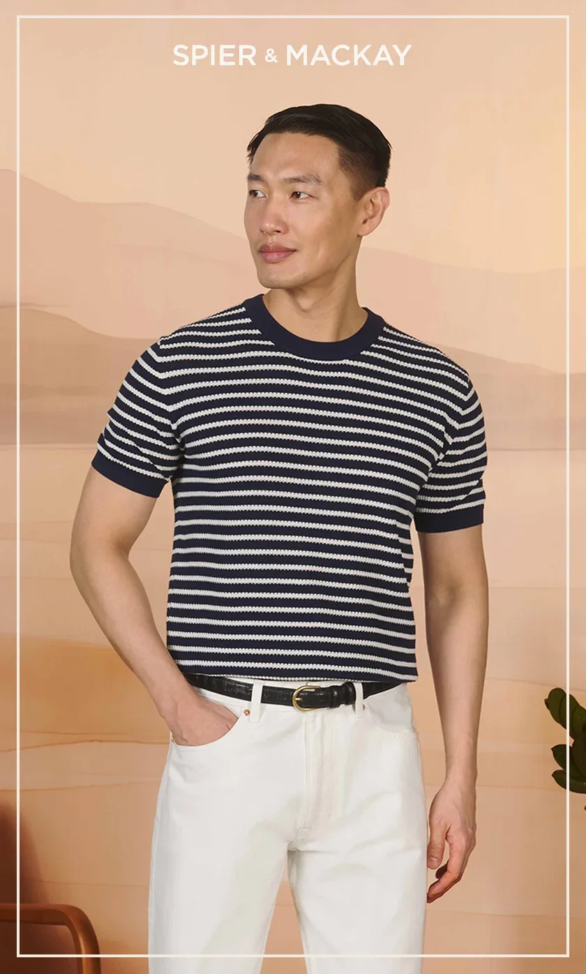 The Textured Stripe Crewneck