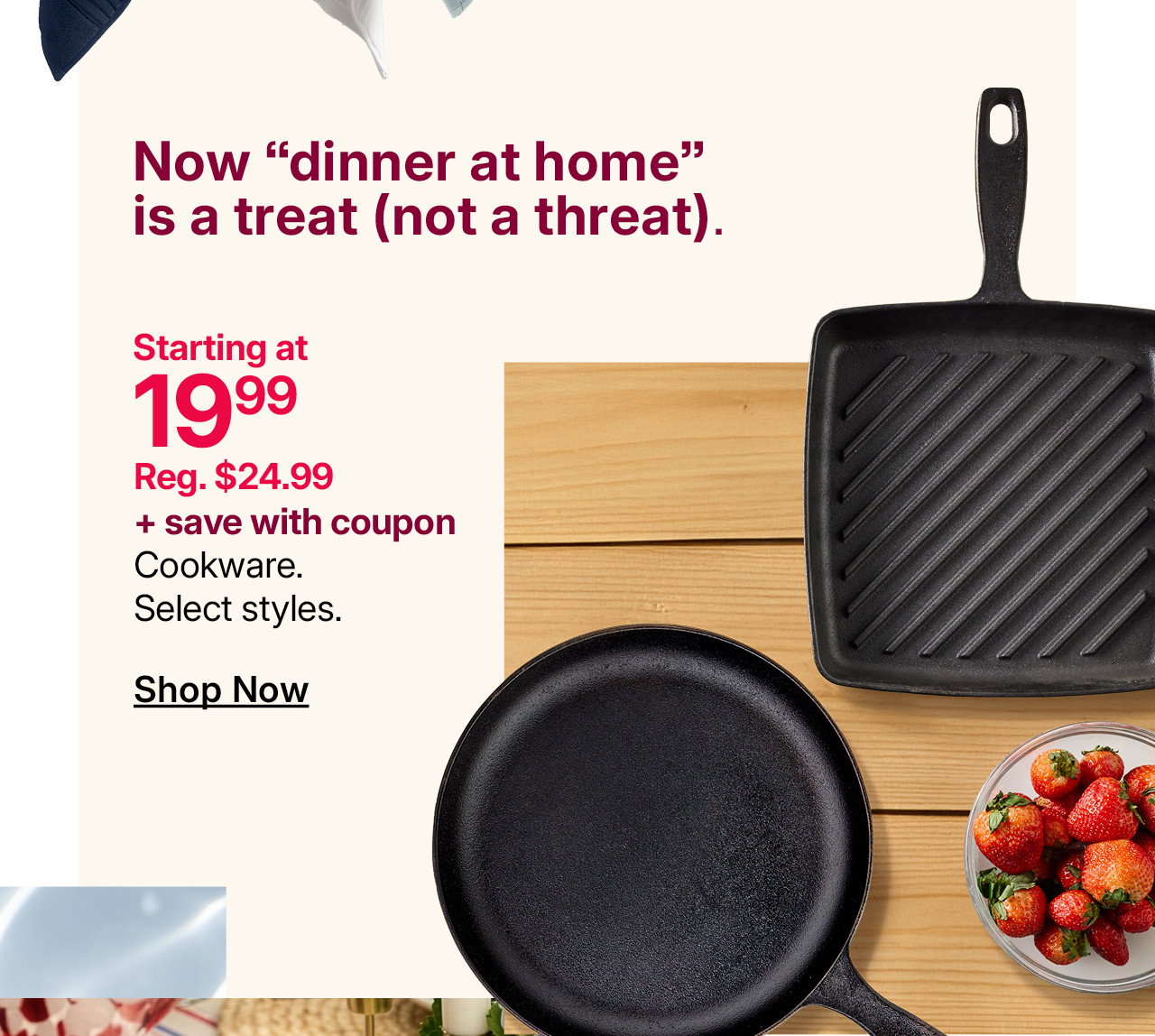 starting at $19.99 cookware