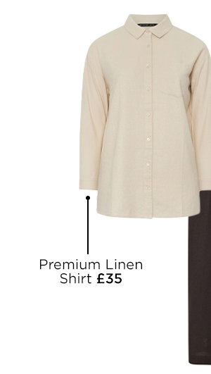 EVANS Curve Natural Brown Premium Linen Shirt