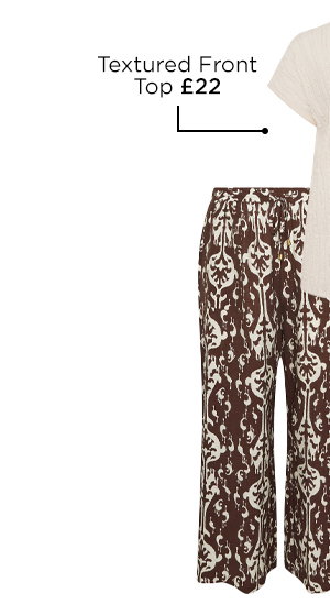 EVANS Curve Chocolate Brown Abstract Print Trousers