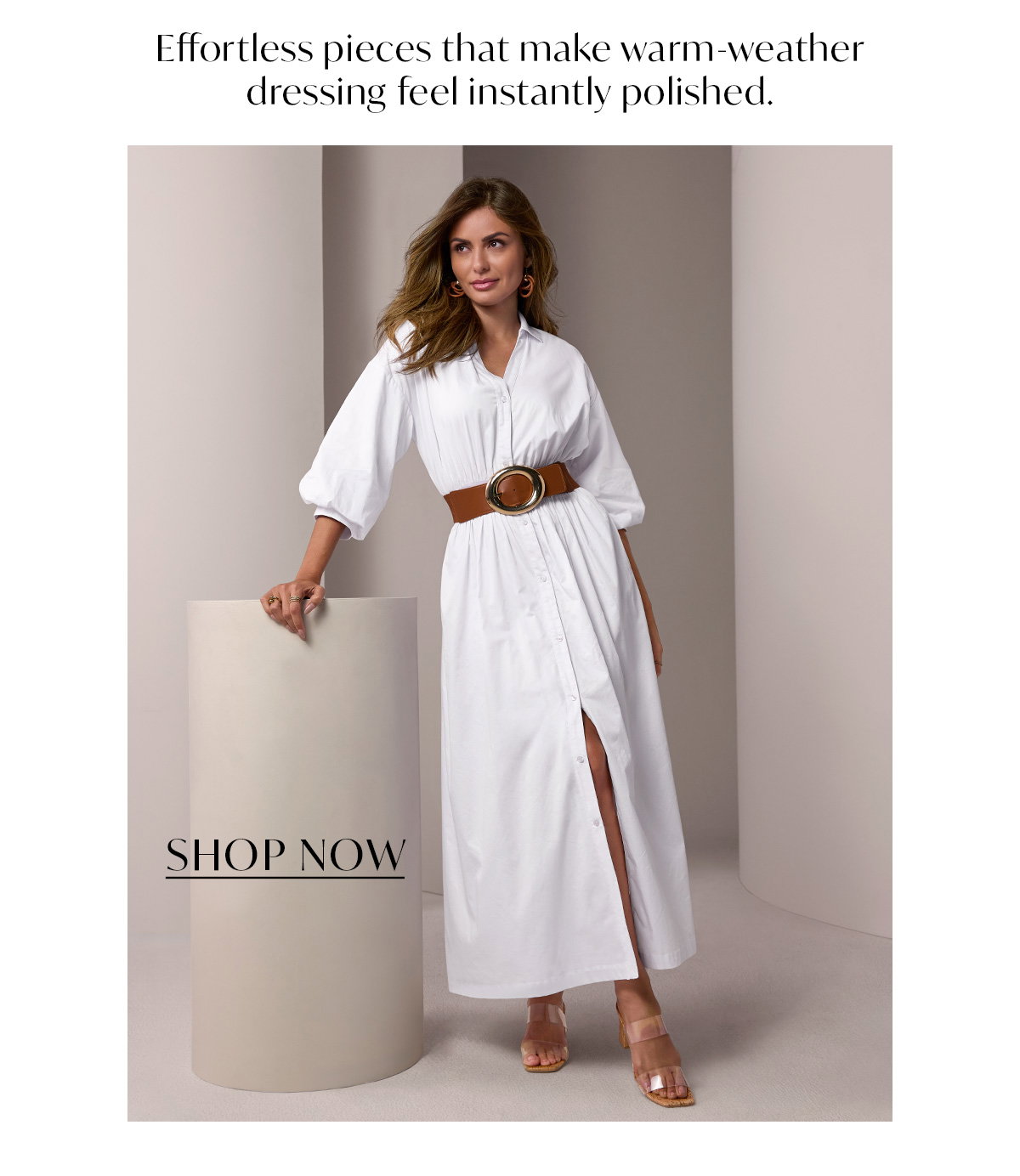 Relaxed Poplin Shirt Dress Maxi