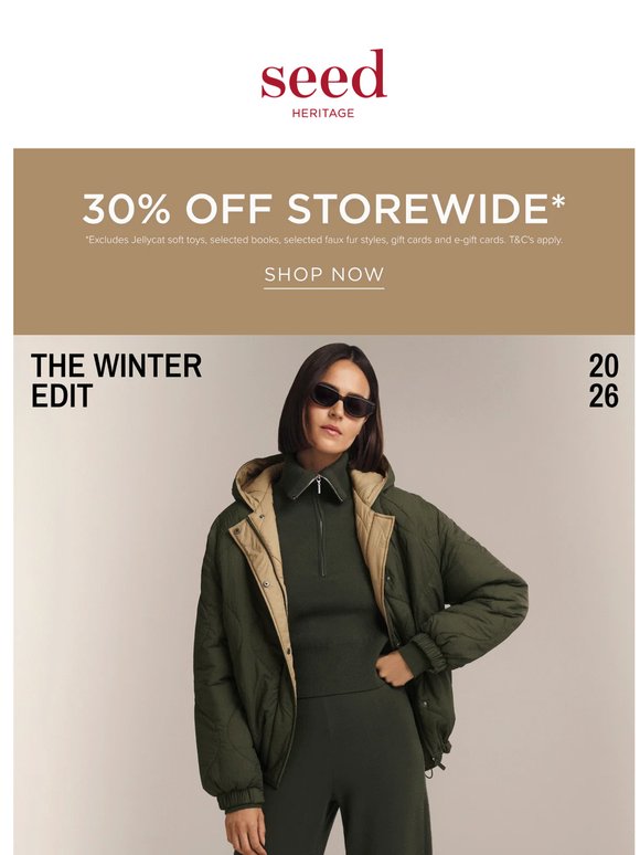 New Outerwear Now 30% Off