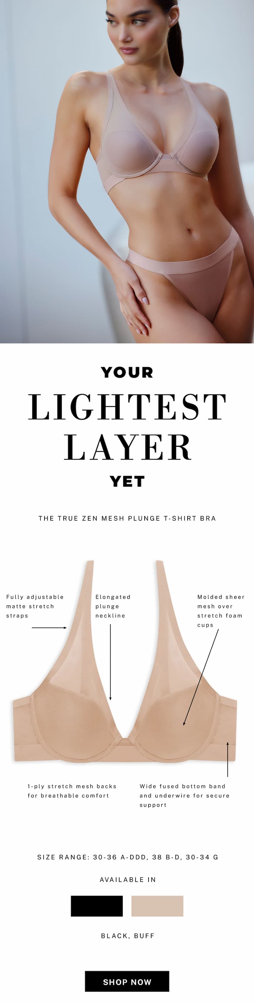 The True Zen Mesh Plunge T-Shirt Bra