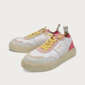 OAKLI Pink Weiß Extra Leichter Sneaker aus Leder mit EASY-IN und Wechselfußbett