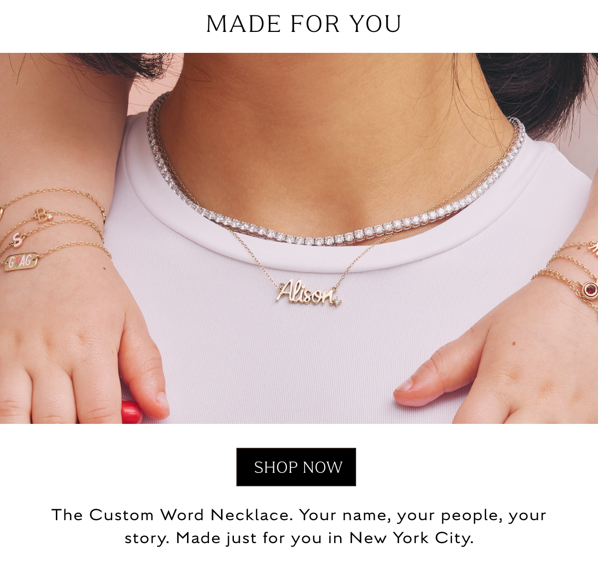 The Custom Word Necklace. Your name, your people your story. Made just for you in NYC