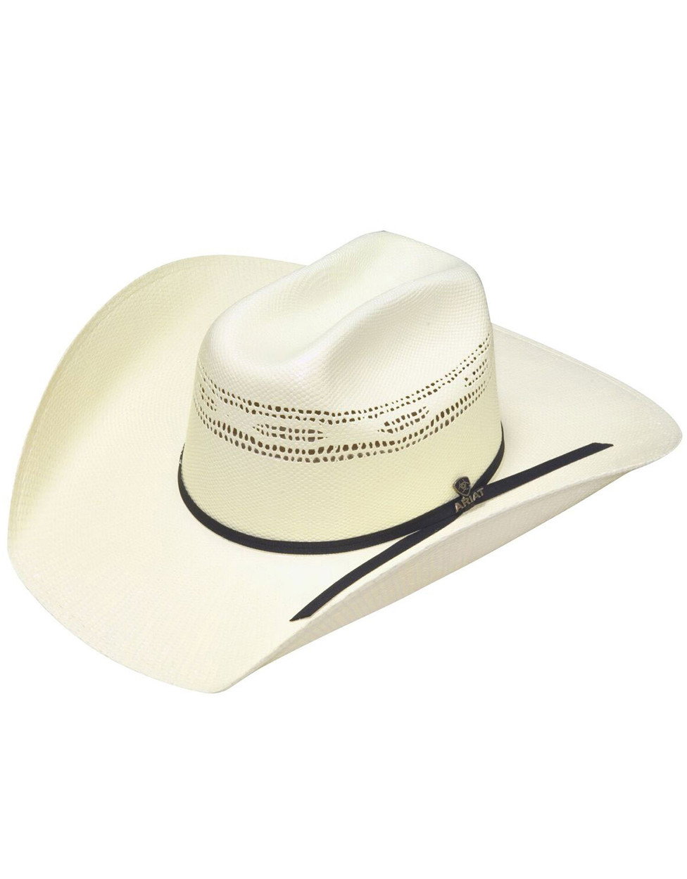 Image of Ariat Bangora Straw Cattleman Crease Cowboy Hat - Natural