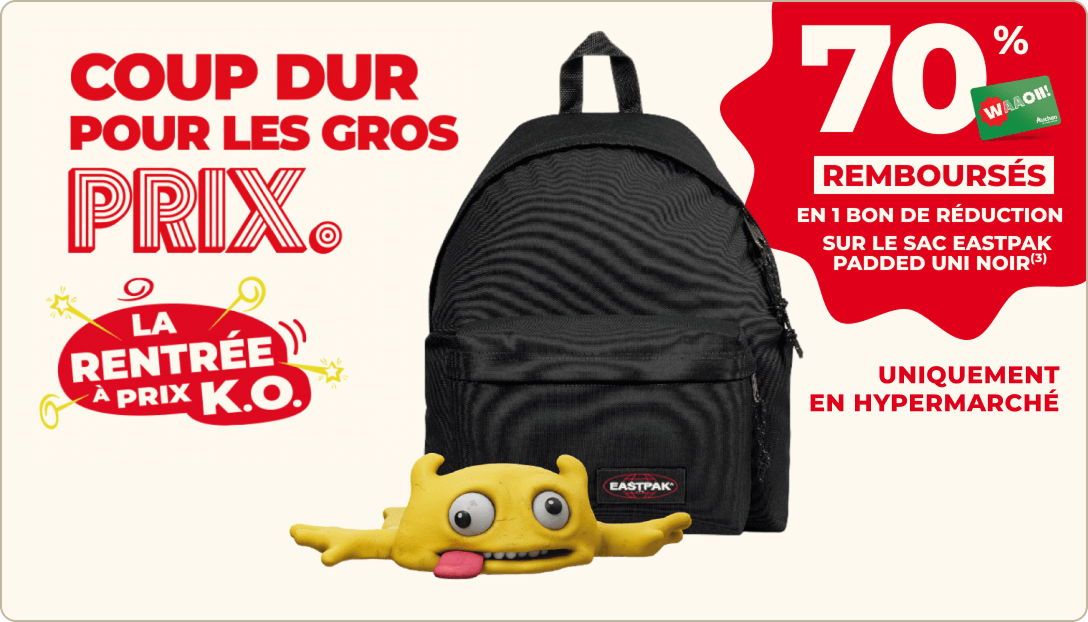 70% de remboursés sur les sacs eastpack
