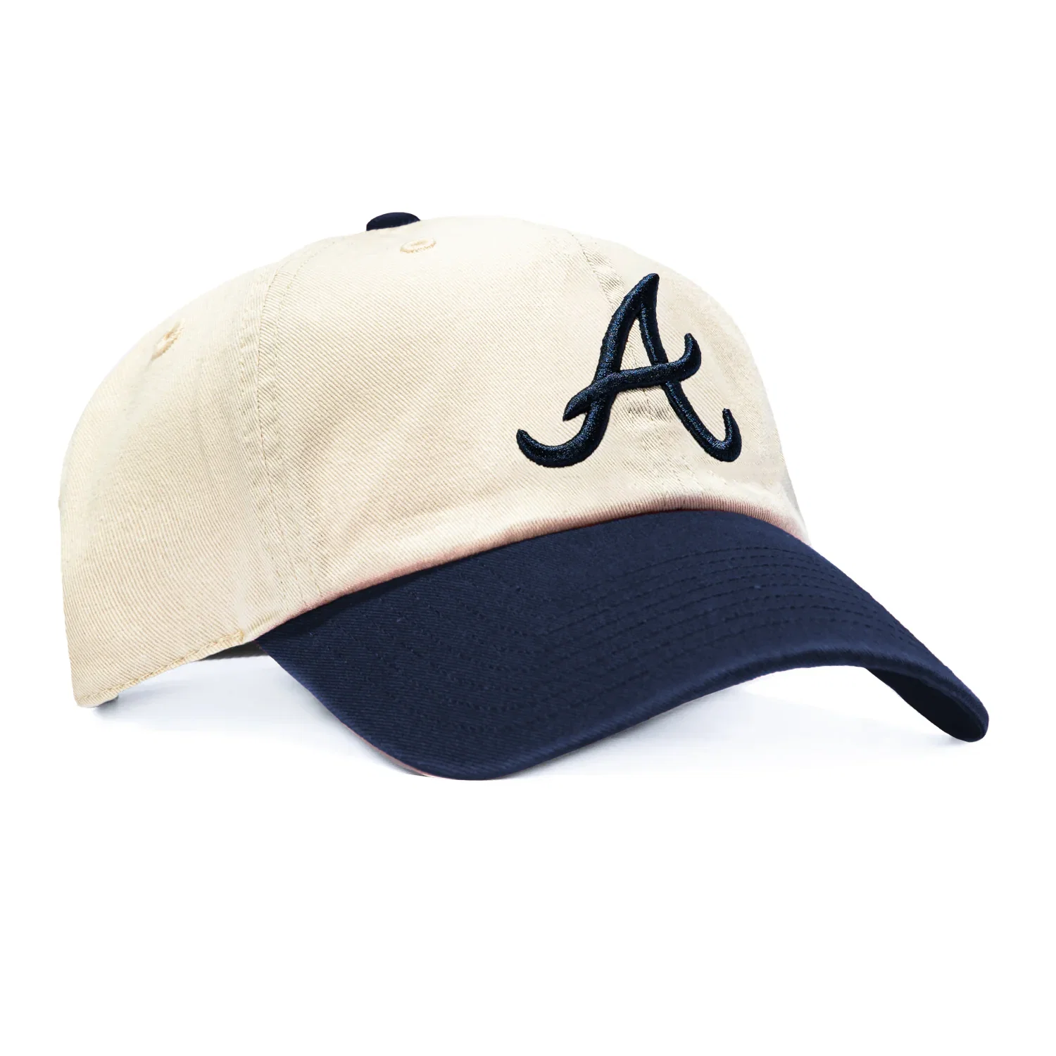 Image of 47 Brand Atlanta Braves Cleanup Adjustable Hat - Stone, Navy