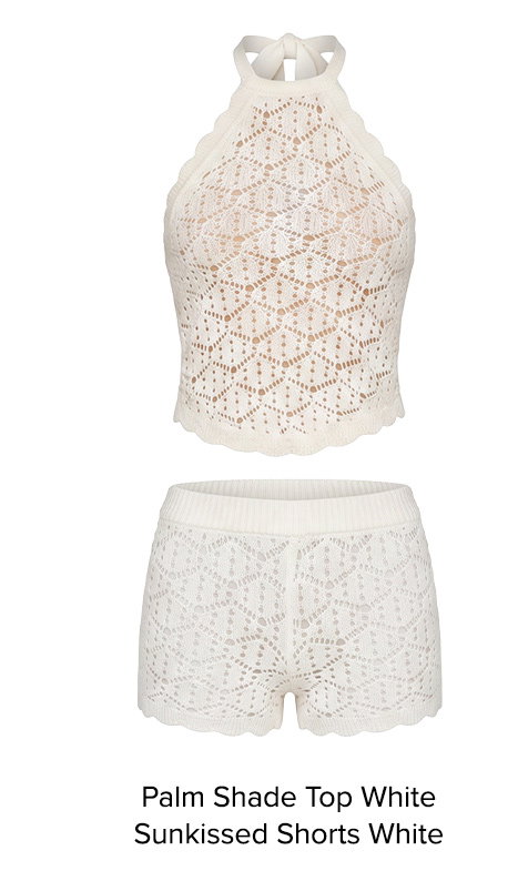 Palm Shade Halter Knit Top White & Sunkissed Shorts White