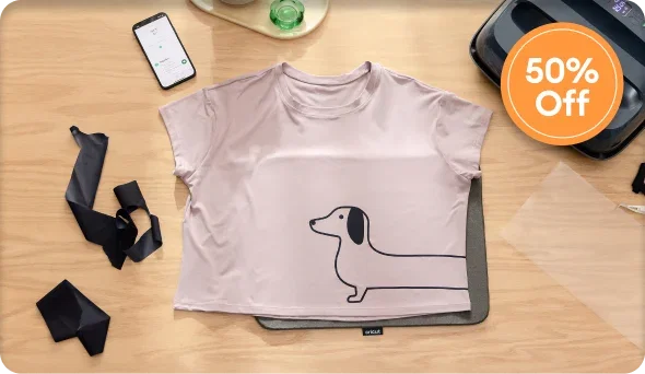 Half off iron-on.