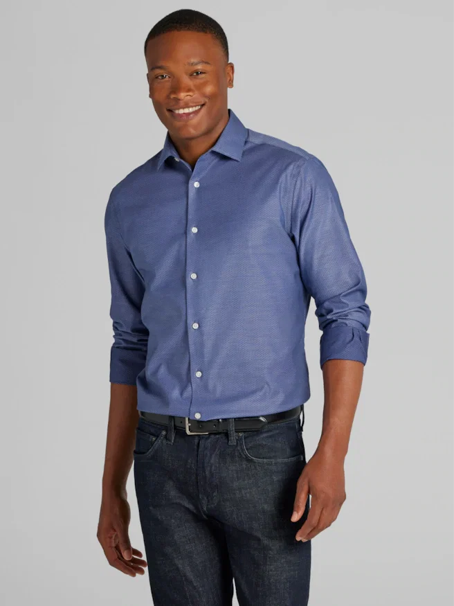 Awearness Kenneth Cole Slim Fit Ultra Performance Stretch Dot Dress Shirt