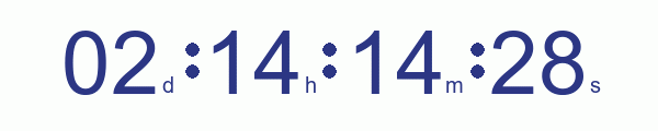 Countdown timer displaying 6 days, 14 hours, 53 minutes, and 48 seconds on a bright yellow background.